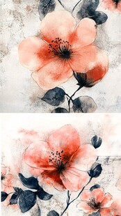 水彩花卉图案设计素材