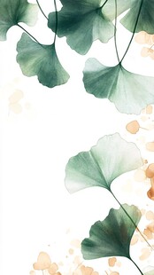 水墨风银杏叶清新插画