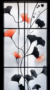 银杏花叶艺术玻璃装饰画