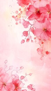 梦幻粉色花卉水彩背景图
