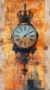复古皇冠时钟艺术画作