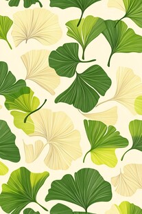 银杏叶清新无缝图案设计