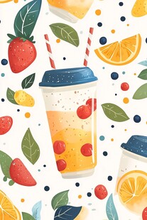 水果饮品无缝图案背景