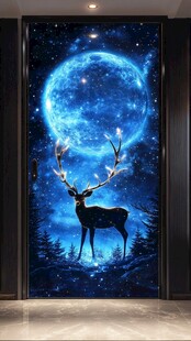 梦幻星空下的神秘麋鹿