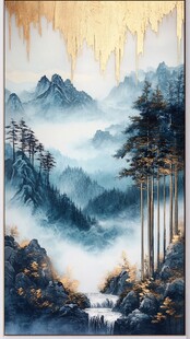 水墨山水间的静谧松林