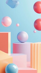 梦幻多彩立体几何元素场景