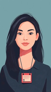 戴工作牌的女性头像