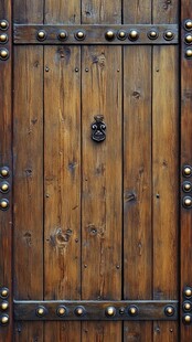 复古实木铆钉门细节特写