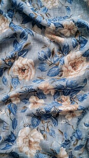 蓝底花卉纹理布料