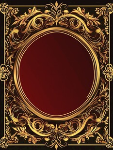 复古金色雕花椭圆边框