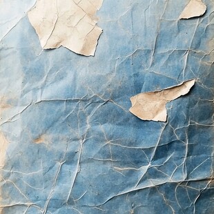 破旧蓝纸表面的斑驳纹理