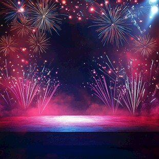 梦幻烟花舞台夜景背景图