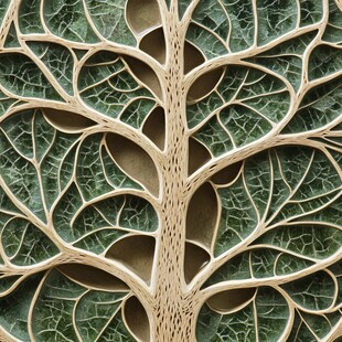 叶脉构成的艺术树图案