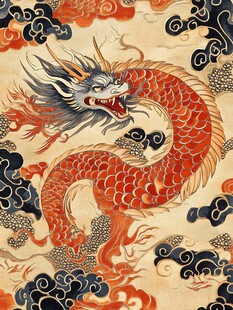 中式传统龙纹精美画作