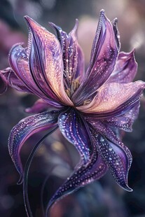 梦幻紫花 露珠点缀的绮丽