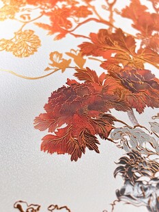 中式金红花卉精致图案