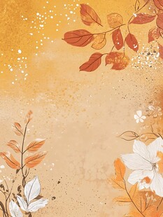 秋日花卉枝叶背景图
