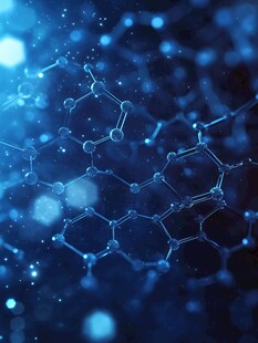 蓝色分子结构科技背景图
