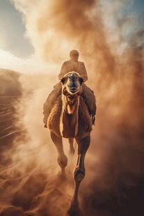 沙漠骑手 驼影沙尘中的征程