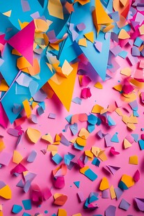 缤纷彩色碎纸片散落画面