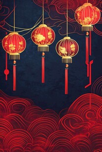中式红灯笼喜庆背景图
