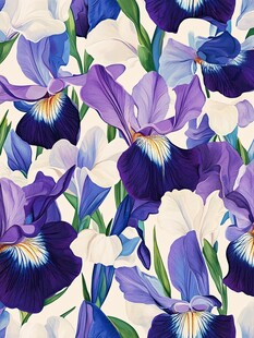 鸢尾花水彩图案精美花卉