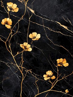 黑金花卉大理石纹理图案