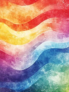 彩虹色波浪水彩纹理背景