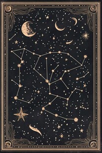 复古星空星座神秘插画