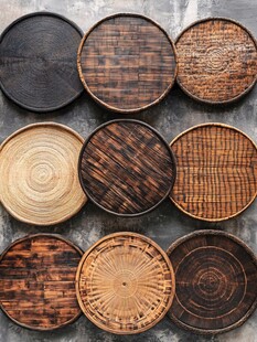 各式竹编圆盘展示