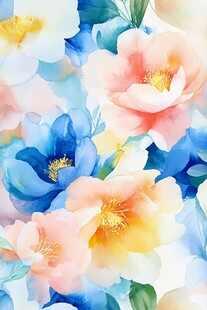 水彩花卉图案 清新柔美