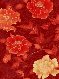 红色牡丹花纹样精美图案