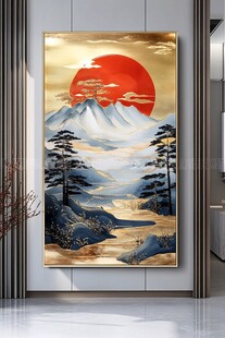 中式山水日出装饰画
