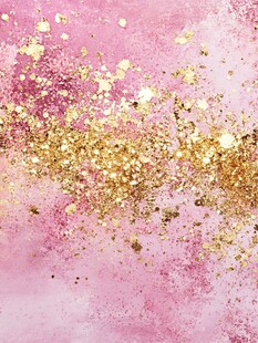 粉色背景上的金色闪光颗粒