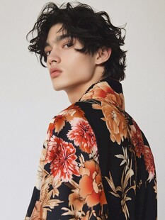 花衬衫男士时尚侧颜肖像