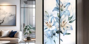 蓝百合艺术玻璃隔断装饰