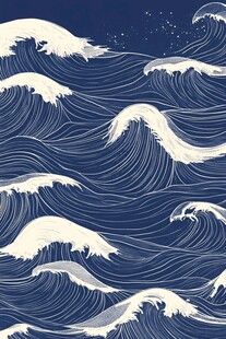 海浪涌动的梦幻深蓝图景