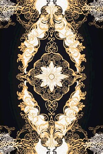 奢华黑金花卉对称纹饰