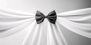 白色绸布上的黑色领结