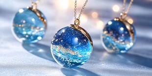 梦幻蓝色星空水晶吊坠