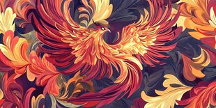 凤凰展翅 绚丽花纹图案
