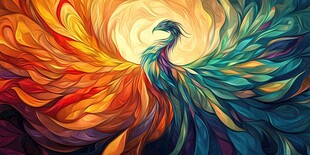 绚丽凤凰展翅图