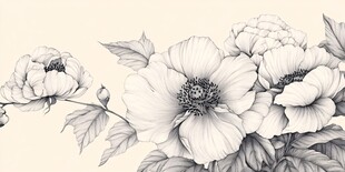 黑白花卉素描图