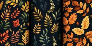 秋日树叶无缝图案集合