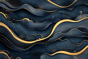 深蓝金纹抽象波浪纹理图