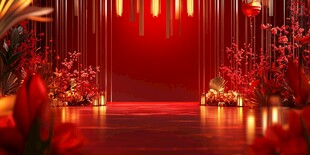 中式婚礼浪漫红色仪式区