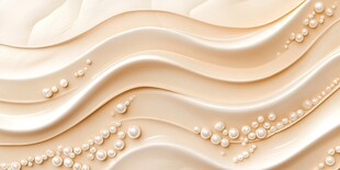 米白色丝绸上的珍珠装饰