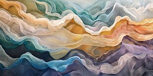 梦幻色彩流动的抽象波纹