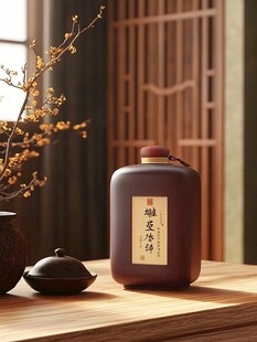 中式典雅茶器与古朴酒瓶