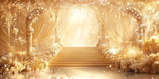 金色梦幻婚礼浪漫仪式场景